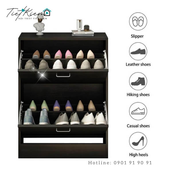 tủ giày thông minh siêu mỏng đen tg004