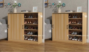 tủ giày cửa lùa vân gỗ được yêu thích
