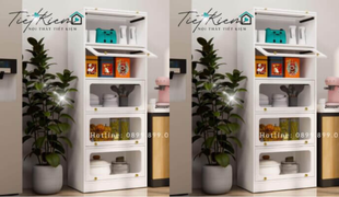 tủ bếp cánh kính gỗ thích hợp sự tiện nghi
