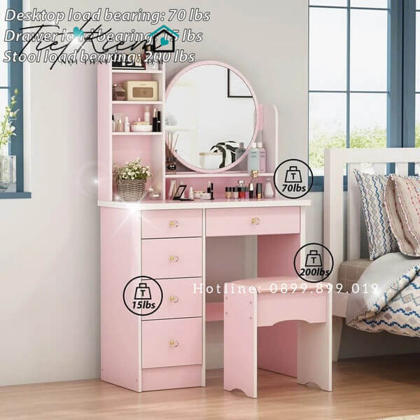 Bàn trang điểm gỗ và phong thủy: Cách bài trí để thu hút tài lộc 27 ban-trang-diem-go