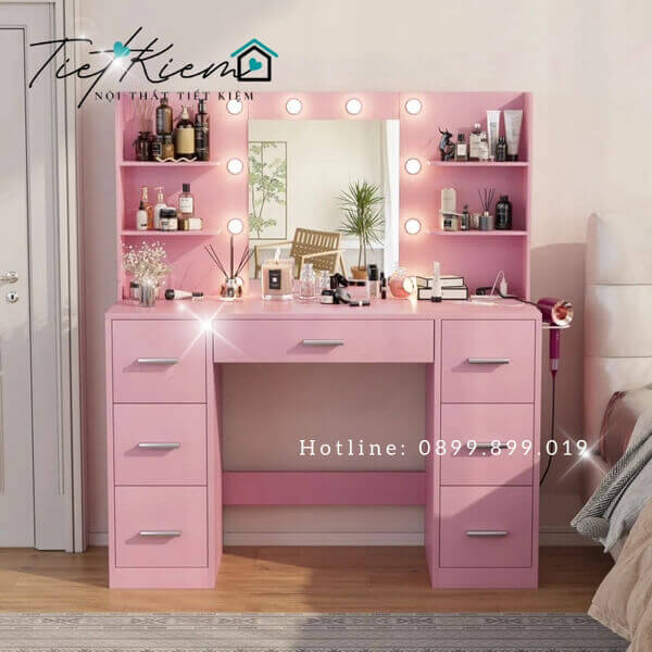 bàn trang điểm gỗ đẹp có đèn btd001