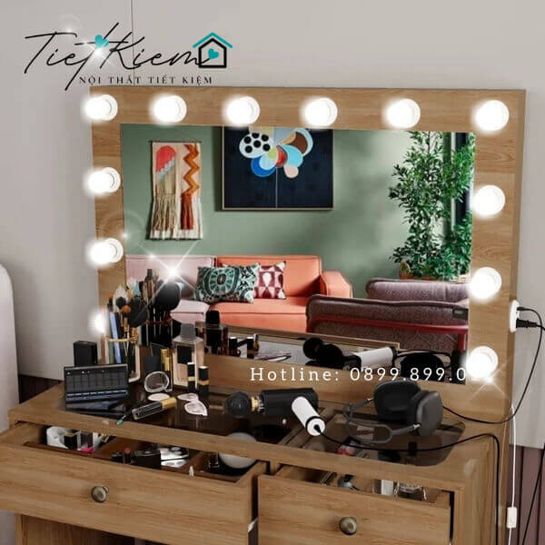 bàn trang điểm gỗ đẹp có đèn btd001
