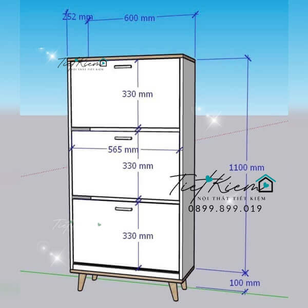Tủ giày 60cm chân gỗ (7)