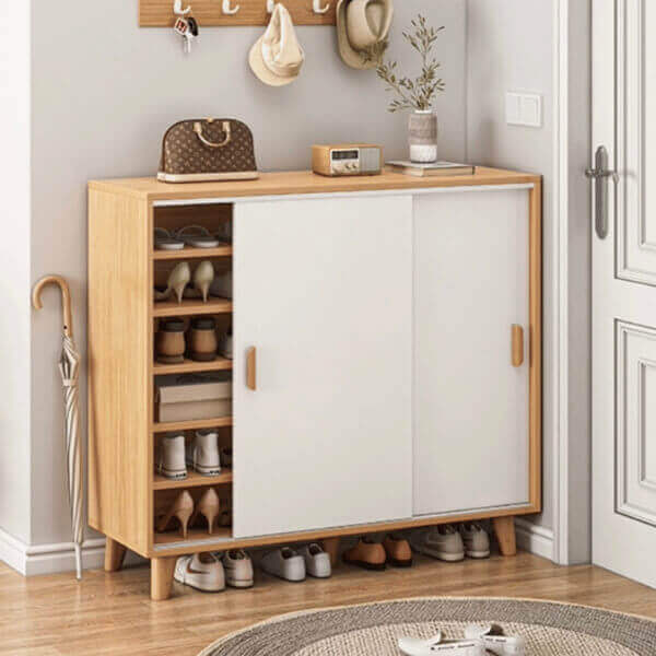 tủ giày cửa lùa gỗ ngang 90cm tg-ne1009-1 - gắn thêm bánh xe phát sinh +