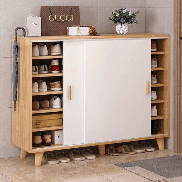 tủ giày cửa lùa gỗ ngang 90cm tg-ne1009-1 - gắn thêm bánh xe phát sinh +