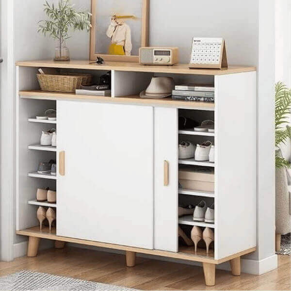 Tủ giày cánh lùa gỗ TG-Ne1009-6 8 tủ giày cửa lùa hiện đại n90cm tg-ne1009-3 - gắn thêm bánh xe phát sinh +