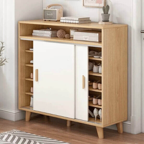 Tủ giày cánh lùa gỗ TG-Ne1009-6 10 tủ giày cửa lùa hiện đại n90cm tg-ne1009-3 - gắn thêm bánh xe phát sinh +