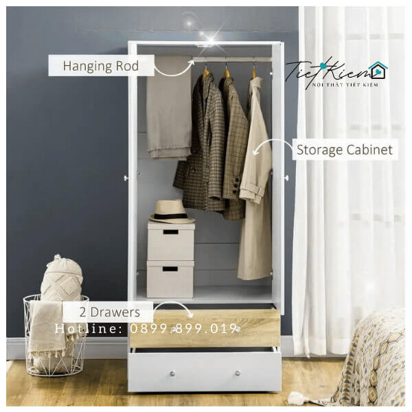 Tủ quần áo dài 80cm TA180913 5 tủ áo đẹp phòng ngủ ngang 80cm ta18096