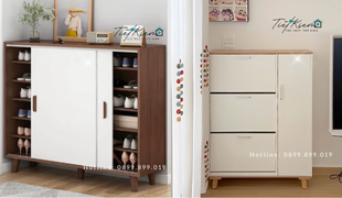 cách tối ưu không gian với tủ để giày dép bằng gỗ