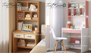 bàn học cho bé gái với thiết kế nữ tính, giúp bé yêu thêm hứng thú học tập
