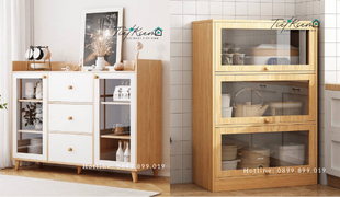 phong thủy bếp: kệ bếp màu gỗ mang lại tài lộc và may mắn