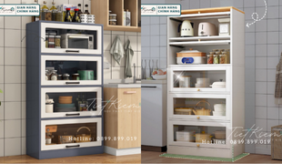 tủ bếp cánh kính – bí quyết phong thủy cho bếp