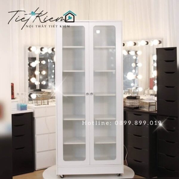 tủ baby three cánh kính có đèn n70cm tbb001