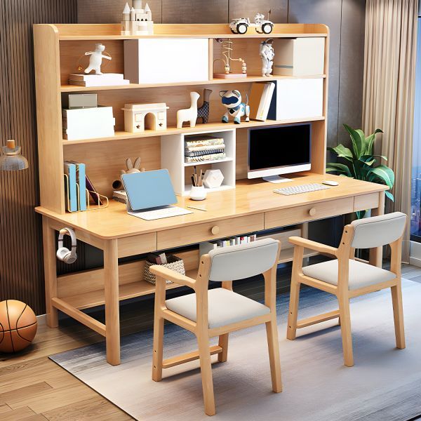 Mẫu Bàn Học Đôi Tiết Kiệm Không Gian Cho Gia Đình Có 2 Bé 1 Ban-Hoc-Doi-Tiet-Kiem