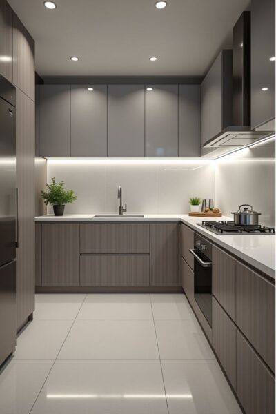 mẫu tủ bếp chữ l hiện đại – thiết kế chuẩn công năng và thẩm mỹ