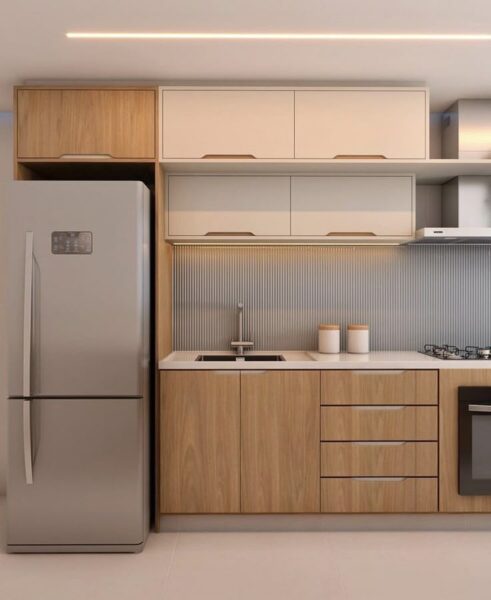 mẫu tủ bếp gỗ công nghiệp đẹp – lựa chọn phổ biến trong căn hộ hiện đại