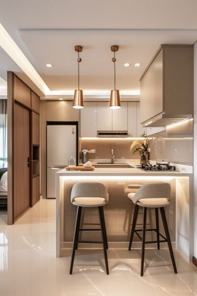 Tủ Bếp Đẹp Có Quầy Bar Mini – Kết Hợp Thẩm Mỹ Và Tính Giải Trí Trong Bếp 4 Tu-Bep-Dep-Co-Quay-Bar-Mini