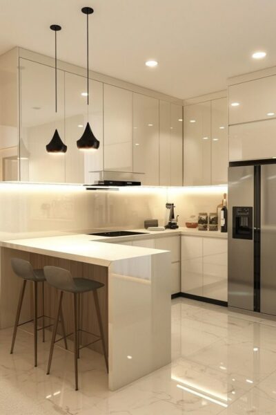 Tủ Bếp Đẹp Có Quầy Bar Mini – Kết Hợp Thẩm Mỹ Và Tính Giải Trí Trong Bếp 1 Tu-Bep-Dep-Co-Quay-Bar-Mini