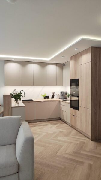 tủ bếp đẹp phong cách tối giản – lựa chọn của người trẻ hiện đại