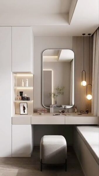 Bàn Trang Điểm Tích Hợp Hộc Kéo + Kệ Mỹ Phẩm – Giải Pháp Gọn Gàng Tối Ưu 1 Ban-Trang-Diem-Tich-Hop-Hoc-Keo