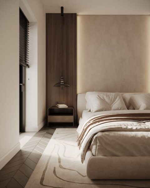 giường ngủ gỗ công nghiệp phong cách tối giản – nhẹ nhàng, trẻ trung