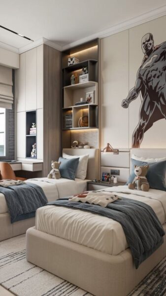 Mẫu Giường Ngủ Cho Bé Trai – Mạnh Mẽ, Họa Tiết Xe Cộ, Siêu Nhân Cá Tính 3 Mau-Giuong-Ngu-Cho-Be-Trai