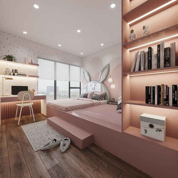 Thiết Kế Phòng Bé Gái – Màu Sắc Tươi Tắn, Nội Thất Nhẹ Nhàng, Dễ Thay Đổi 1 Thiet-Ke-Phong-Be-Gai