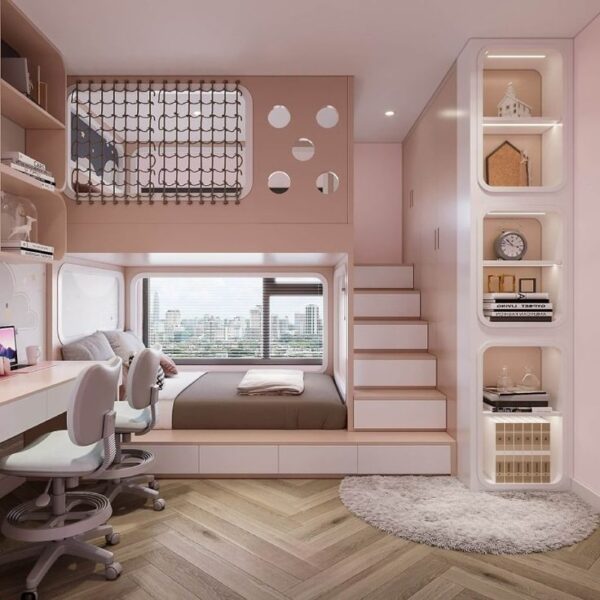 Thiết Kế Phòng Ngủ Bé Gái – Đầy Màu Sắc, Dễ Trang Trí, Tối Ưu Không Gian 1 Thiet-Ke-Phong-Ngu-Be-Gai