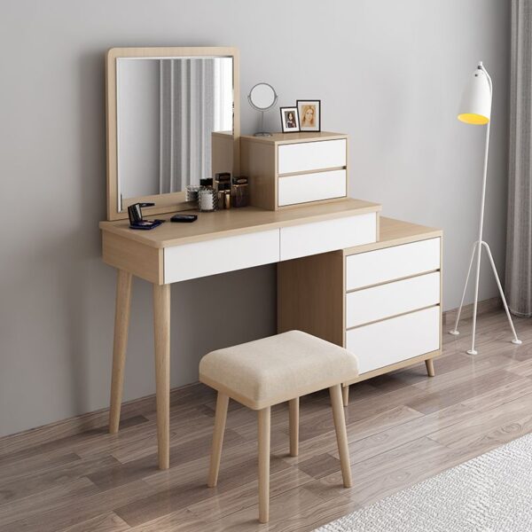 Bàn trang điểm gỗ trắng 80cm – nhỏ gọn cho phòng ngủ mini 1 Ban-Trang-diem-Go-Trang-80cm
