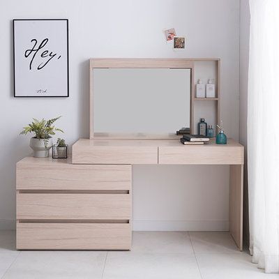 Bàn trang điểm gỗ trắng kết hợp gương LED – sang trọng, hiện đại 1 Ban-Trang-diem-Go-Trang-Ket-Hop-Guong