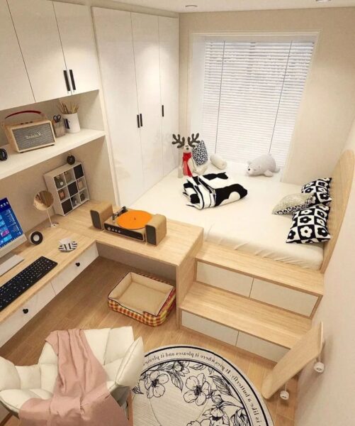 Giường hộc tủ 1m2 cho trẻ em – vừa ngủ vừa để đồ tiện lợi 2 Giuong-Hoc-Tu-1m2