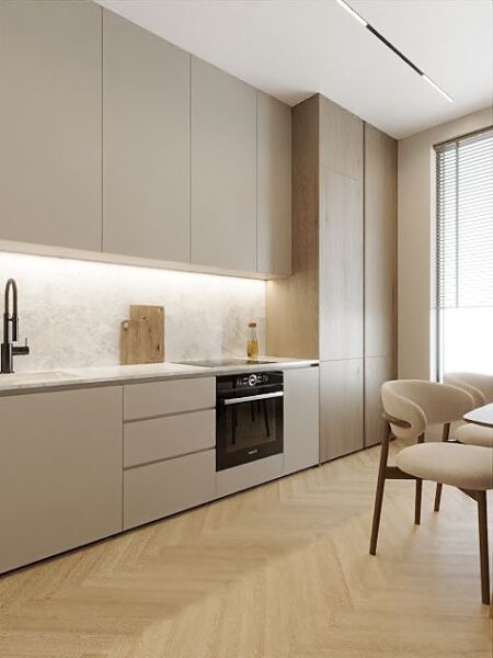 tủ bếp để đồ gỗ tự nhiên – sang trọng, bền đẹp