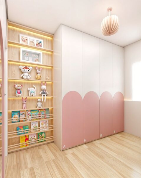 Tủ quần áo bé gái màu hồng dễ thương 4 Tu-Quan-ao-Be-Gai-Mau-Hong