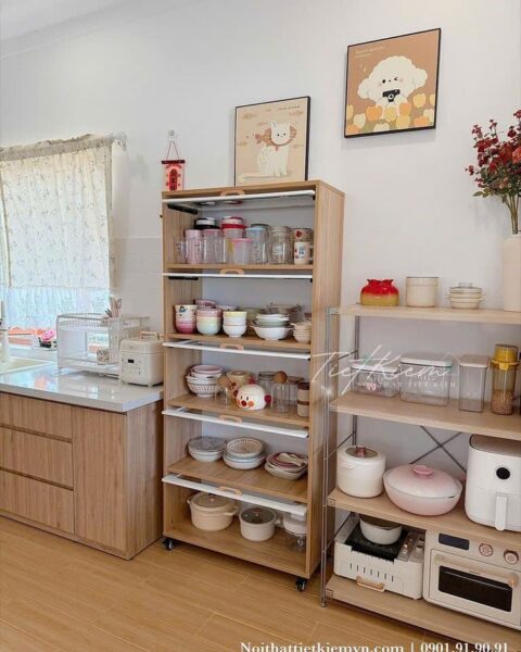Kệ Gỗ Để Đồ Nhà Bếp – Giải Pháp Lưu Trữ Bền Đẹp, Sang Trọng Cho Căn Bếp Việt 1 Ke-Go-De-Do-Nha-Bep