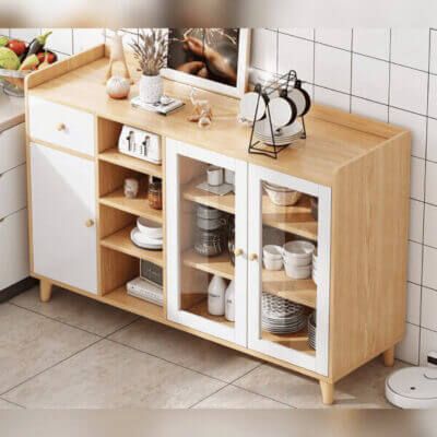 kệ để đồ bếp bằng gỗ 1m2 – thoải mái để chén bát và gia vị