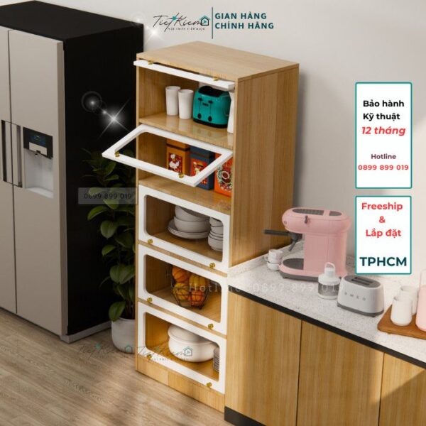 kệ để đồ nhà bếp gỗ tự nhiên – bền chắc, sang trọng