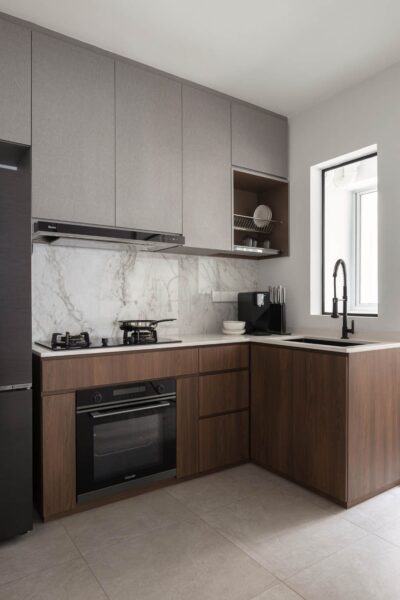 thiết kế bếp mở kết hợp quầy bar mini – giải pháp 2 trong 1