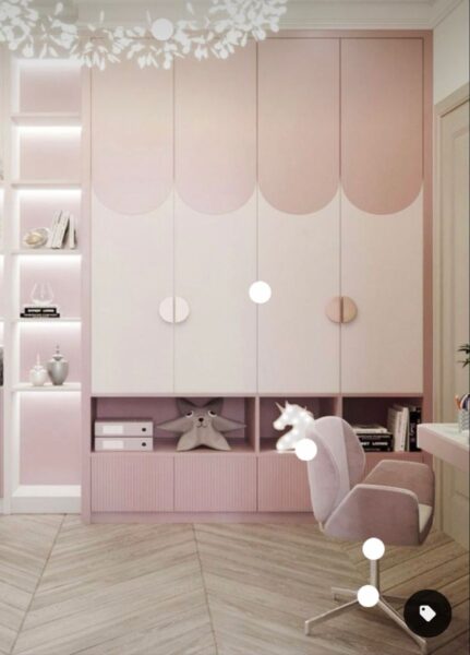 Tủ quần áo bé gái dễ thương với màu hồng pastel 2 Tu-Quan-ao-Be-Gai-De-Thuong