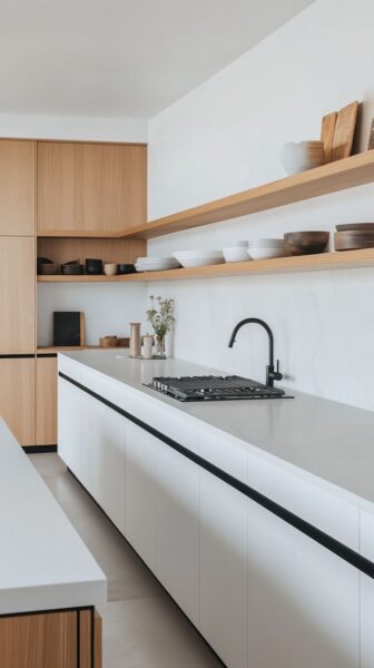 tủ bếp gỗ cho nhà chung cư – thiết kế gọn, thi công nhanh