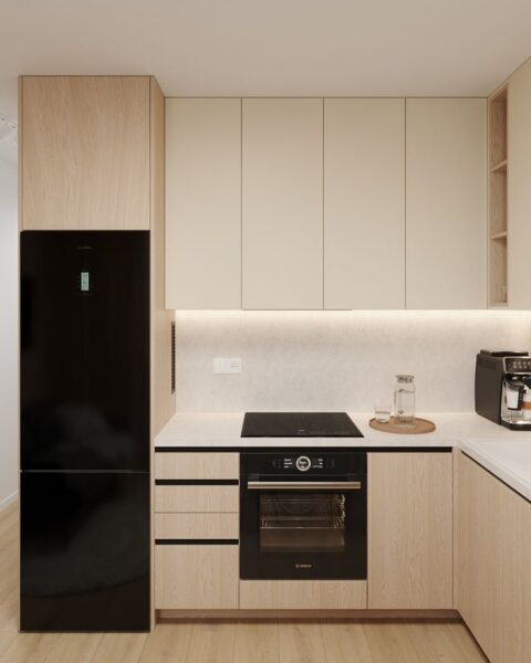 tủ bếp nhà phố dài và hẹp – cách bố trí tiết kiệm diện tích