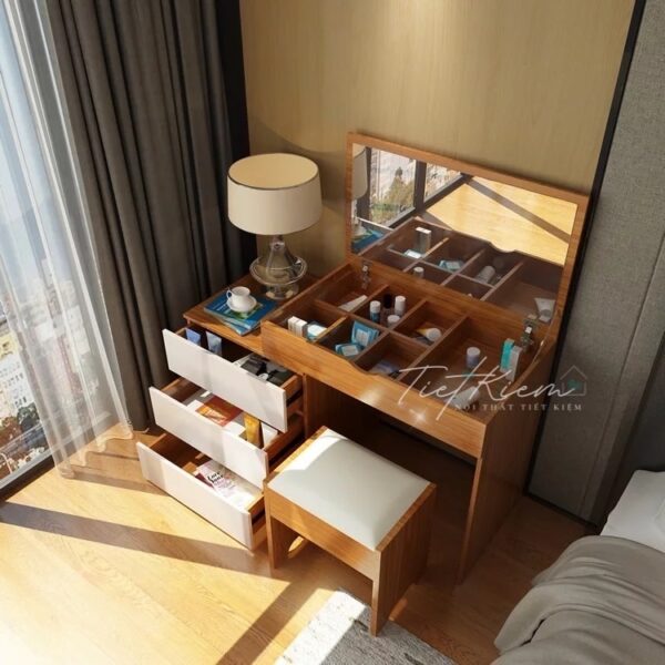 Bàn trang điểm đẹp TPHCM gỗ MDF – Ưu điểm và mẫu đáng mua 1 Ban-trang-diem-dep-TPHCM-go-MDF.
