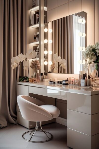 Bàn trang điểm có đèn LED hiện đại – Phong cách Hàn Quốc 2 Ban-trang-diem-co-den-LED-hien-dai