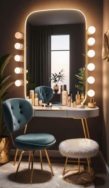 Bàn trang điểm có đèn LED hiện đại – Phong cách Hàn Quốc 1 Ban-trang-diem-co-den-LED-hien-dai