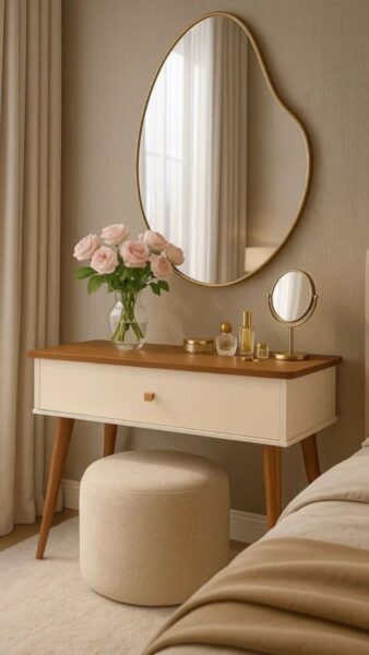 Bàn trang điểm có đèn LED nhỏ gọn – Phù hợp phòng ngủ diện tích nhỏ 1 Ban-trang-diem-co-den-LED-nho-gon