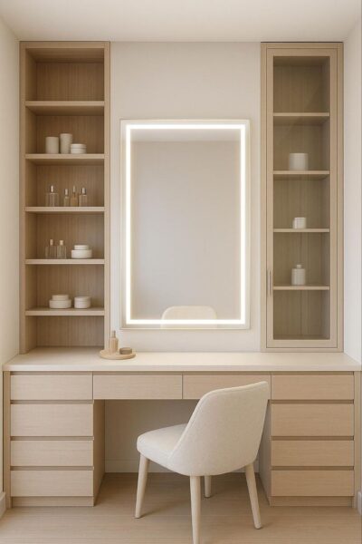 Bàn trang điểm có nhiều ngăn gỗ MDF – Bền đẹp và giá hợp lý 1 Ban-trang-diem-co-nhieu-ngan-go-MDF