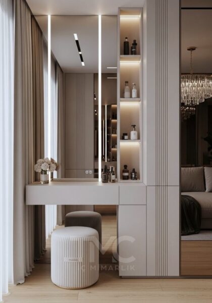 Bàn trang điểm có nhiều ngăn gương gập – Tiết kiệm diện tích 2 Ban-trang-diem-co-nhieu-ngan-guong-gap