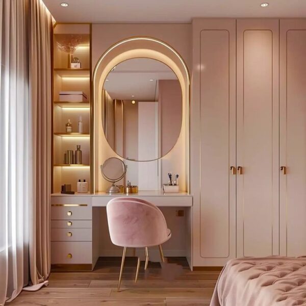 Bàn trang điểm có nhiều ngăn kèm đèn LED – Tiện lợi khi trang điểm 2 Ban-trang-diem-co-nhieu-ngan-kem-den-LED