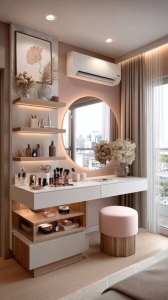 Bàn trang điểm có nhiều ngăn kèm đèn LED – Tiện lợi khi trang điểm 4 Ban-trang-diem-co-nhieu-ngan-kem-den-LED