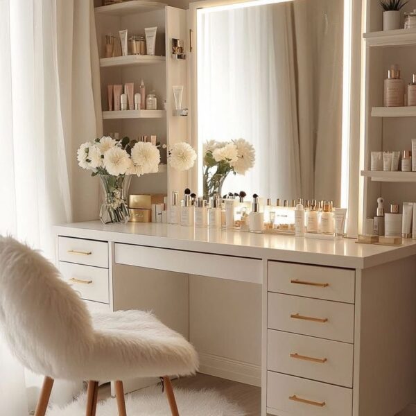 Bàn trang điểm có nhiều ngăn kiểu Hàn Quốc – Thiết kế tối giản 4 Ban-trang-diem-co-nhieu-ngan-kieu-Han-Quoc