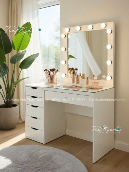 Bàn trang điểm mini gỗ MDF – Bền đẹp và giá hợp lý 3 Ban-trang-diem-mini-go-MDF